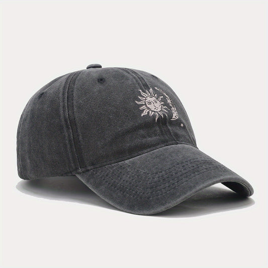 Sun And Moon Print Baseball Cap Retro Outdoor Sunshade Hat