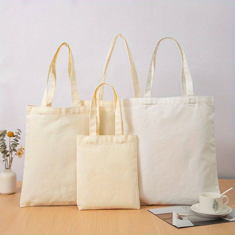 Solid Canvas Shoulder Bag Stylish Tote Bag Lightweight Handbag Diaper Storage