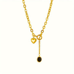 Heart Shape Golden Plating Necklace Retro Party Jewelry