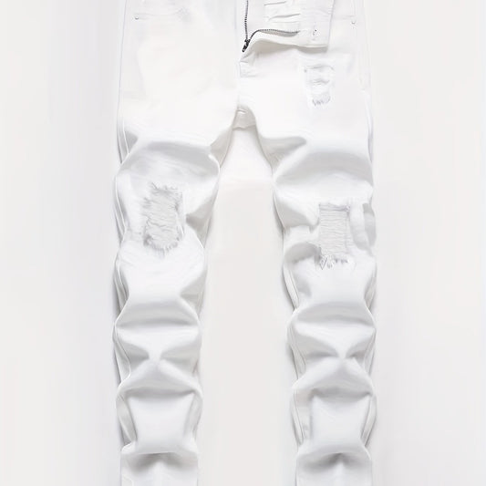 Men's Ripped Slim Fit Jeans Casual Street Style Denim Pants