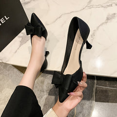 Women's Pointed Toe Bow Tie Pumps Stiletto Heels