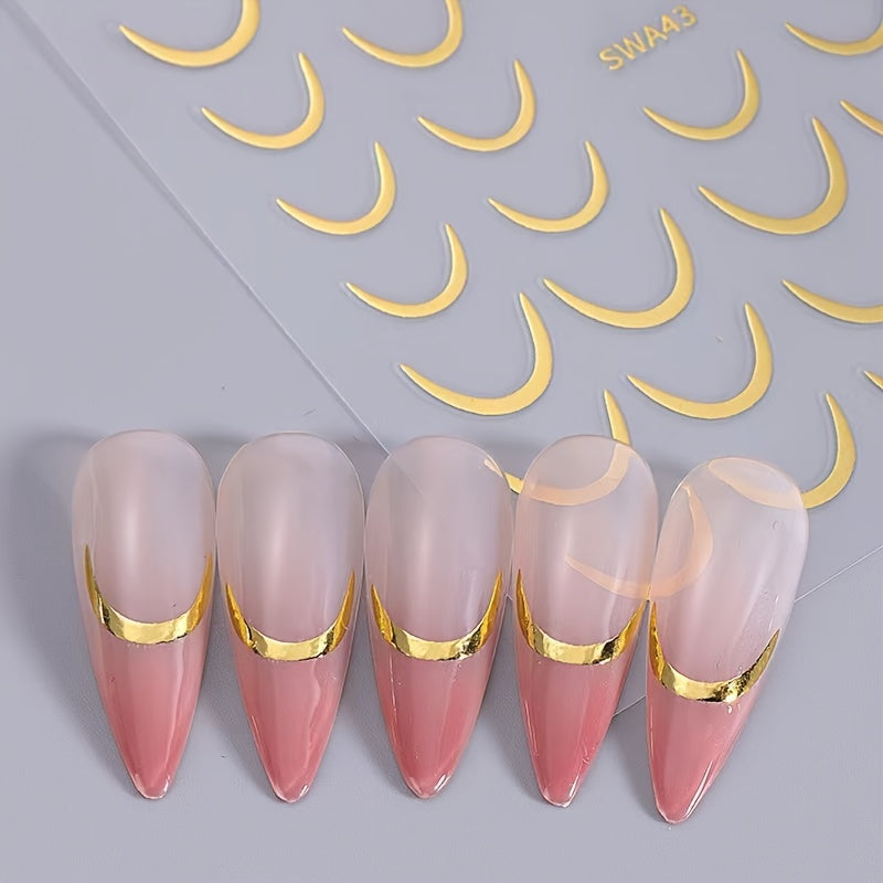 Geometric Pattern Nail Art Decals Space Themed Semi Circular Embellishments