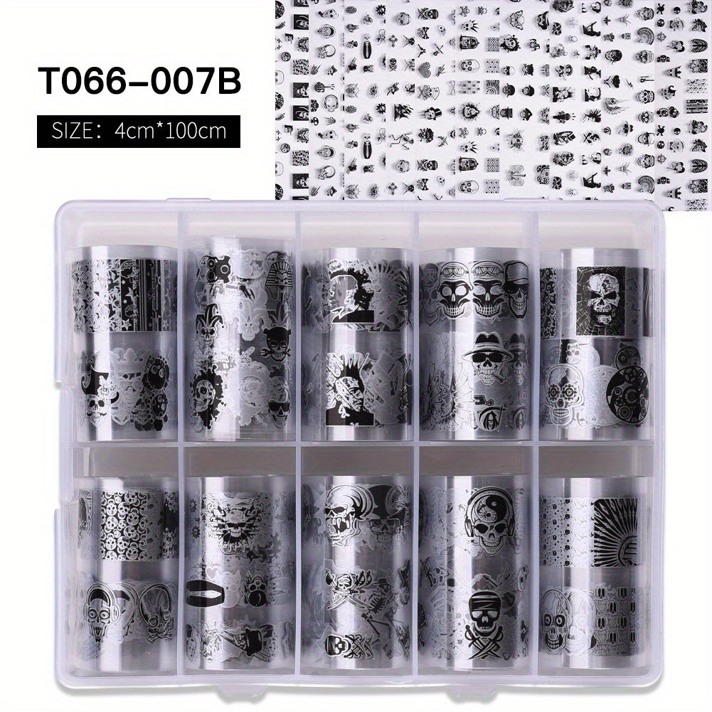 Halloween Christmas Nail Foil Sticker Pumpkin Ghost Bat Santa Snowflake Decals