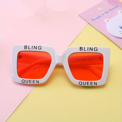 Girl's Large Frame Letter Decorated Outdoor Sunglasses