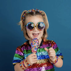 Y2K Rhinestone Round Frame Sunglasses for Girls