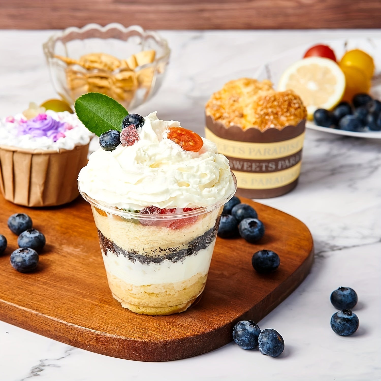 50pcs 270ml 9 Oz Disposable Plastic Cup With Lid - Wedding Party Christmas Cup