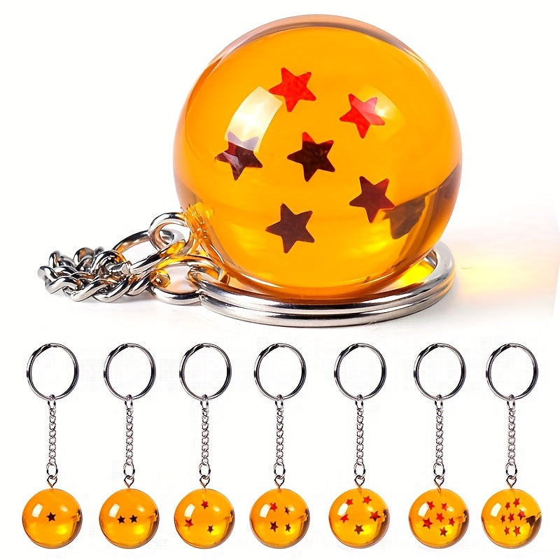 7 Style Anime Cartoon Ball Keychain Yellow Crystal Pendant 1 7 Stars PVC Toys