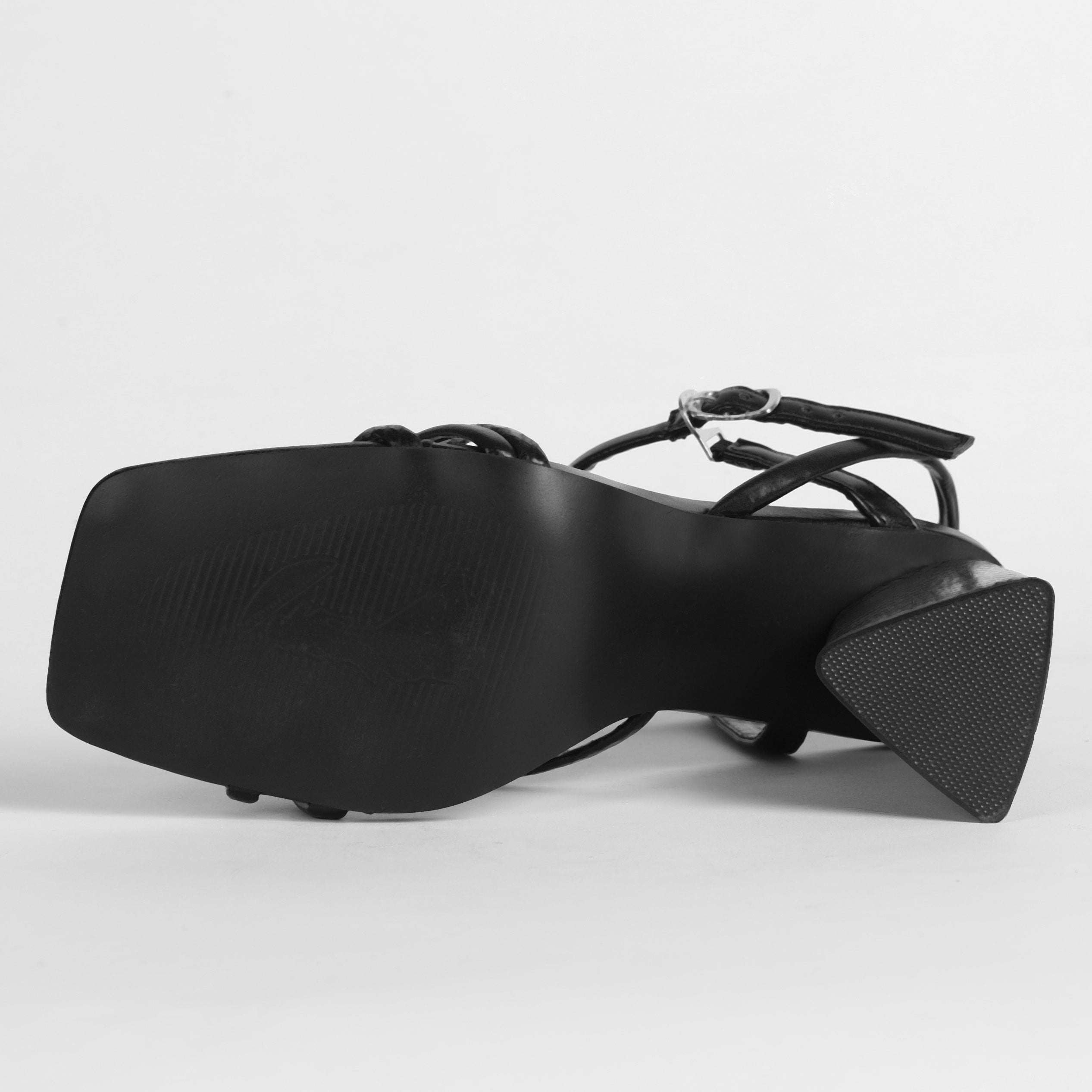 Women's Solid Block Heeled Sandals Square Toe Slingback Heels