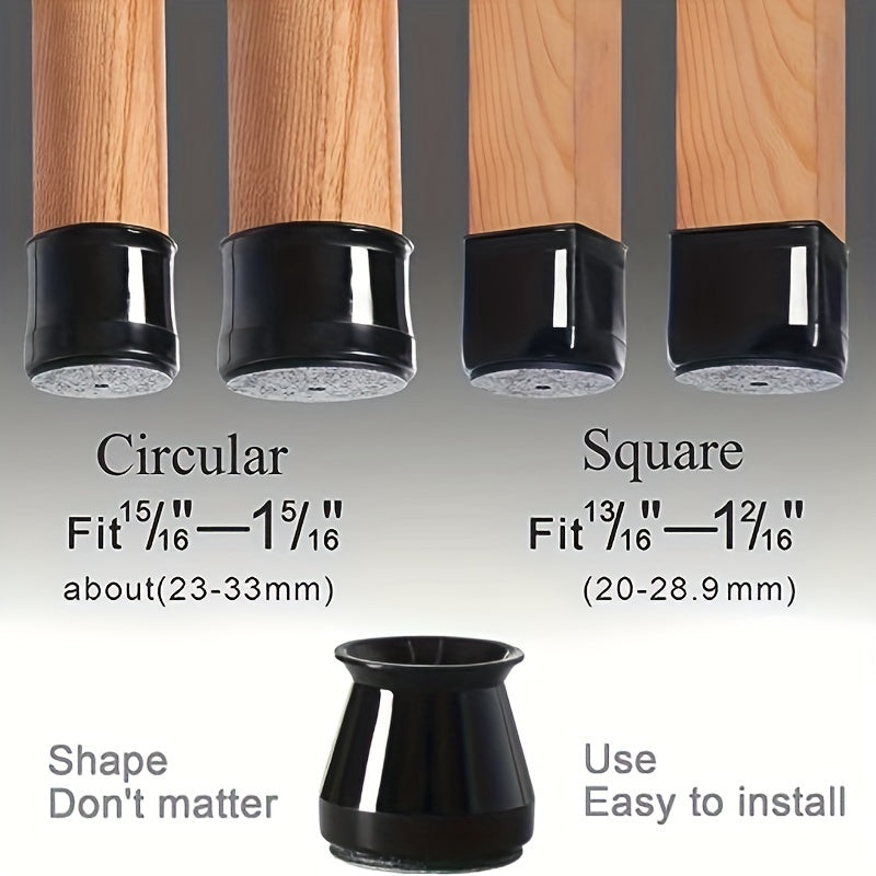 12pcs Felt Silicone Chair Foot Cover Protective Cover Mute Wear-resistant