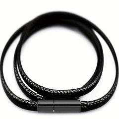 Men's 3mm Wax Leather Cord Necklace with Stainless Steel Buckle