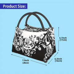 Floral Lunch Bag Reusable Portable Cooler with Watercolor Floral Print