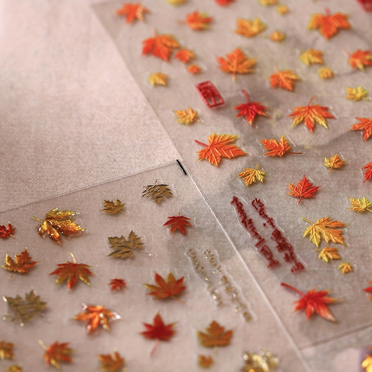 Autumn Leaves Nail Art 3D Stickers Floral Anime Theme Glossy Finish