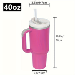 40oz Stainless Steel Insulated Travel Mug with Handle and Straw
