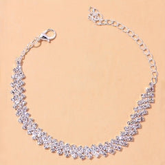 Rhinestone Inlaid Chain Anklet for Wedding