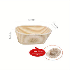 Bread Proofing Basket Oval Cane With Bread Lame and Linen Liner