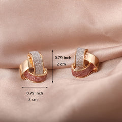 Two Tone Stud Earrings For Women Girls 1Pair