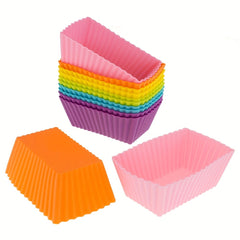 10pcs Silicone Rectangle Muffin Cups Reusable Cupcake Liners Muffin Molds