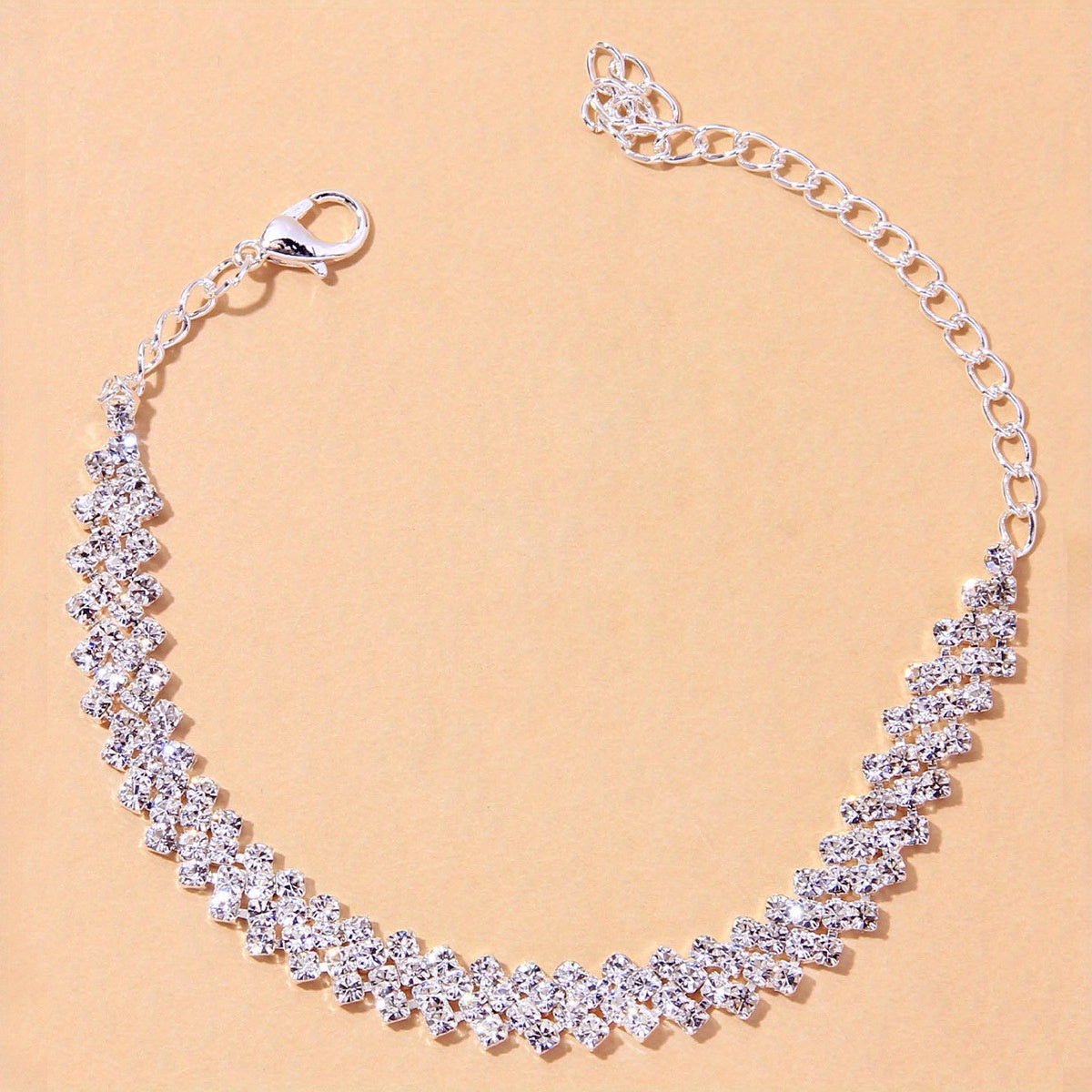 Rhinestone Inlaid Chain Anklet for Wedding