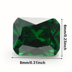 Rectangle Cut Green Zirconia CZ Loose Gemstone
