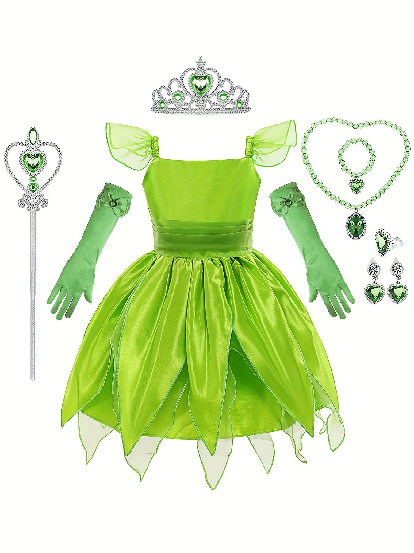 Girls Cartoon Princess Dress & Accessories Set for Holiday Party