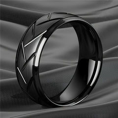8MM High Titanium Steel Ring Men's Stainless Steel Wire Groove Tire Ring