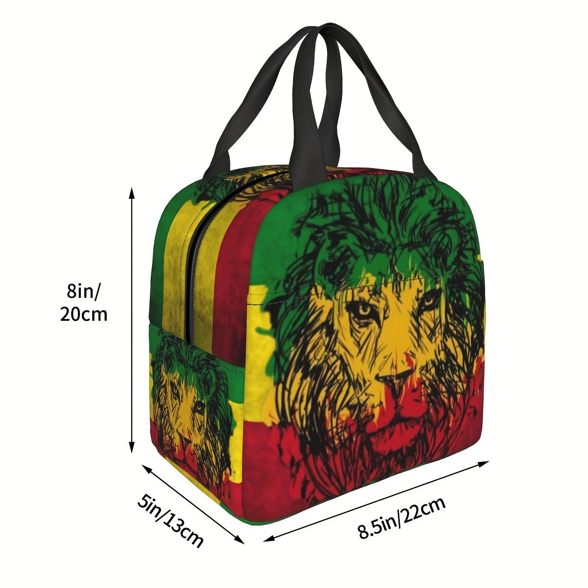 Jamaican Flag Lion Print Insulated Lunch Bag