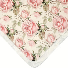 Ultra Soft Floral Swaddle Wrap & Headband Set Pink Roses Knit Girls Flower Kids