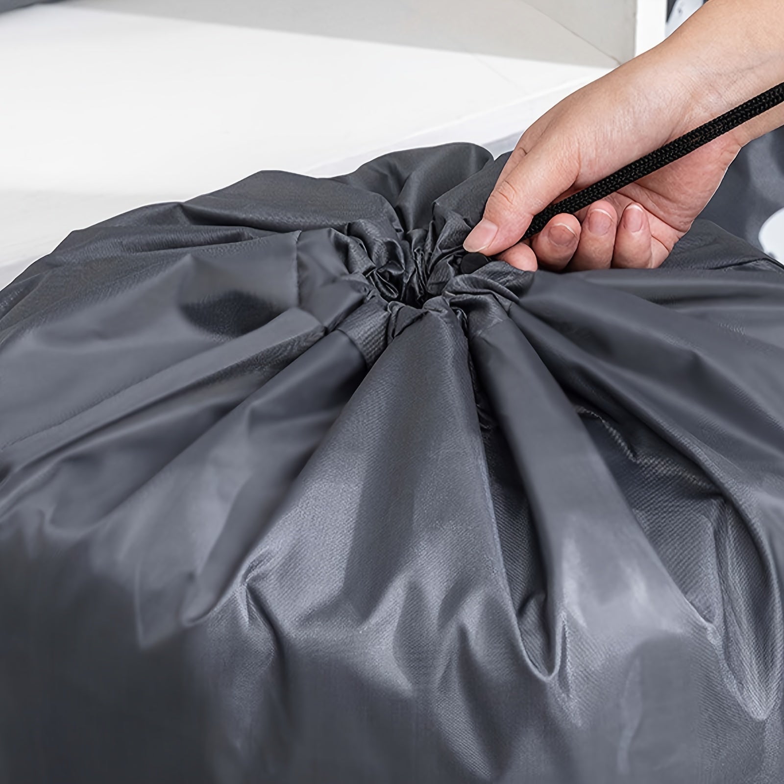 Joyful Face Drawstring Laundry Bag Durable Large Capacity Sky Grey