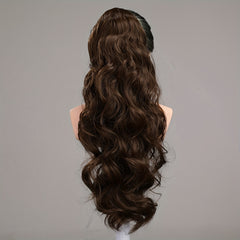 Long Wavy Ponytail Extensions Synthetic Clip In Hair Natural Look