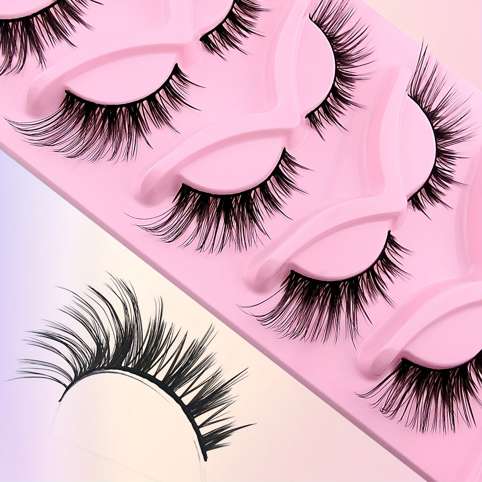 5 Pairs Natural Fluffy Cat Eye False Eyelashes Angel Wings
