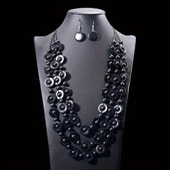 Boho Style Multilayer Necklace Set & Earrings