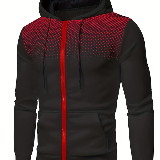 Men's Contrast Hooded Jacket Zip Coat Autumn Winter