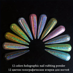 Holographic Nail Powder Set Pink Aurora Pigment for Gel Polish