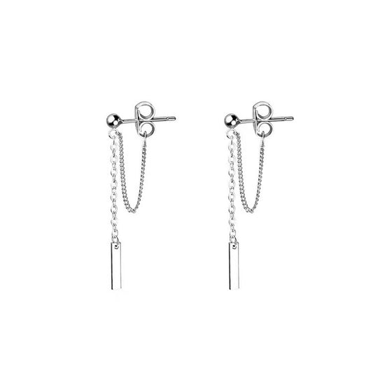 Modern Sterling Silver Bar Threader Earrings