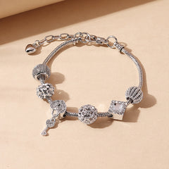 Beaded Charm Bracelet with Flower & Star Pattern