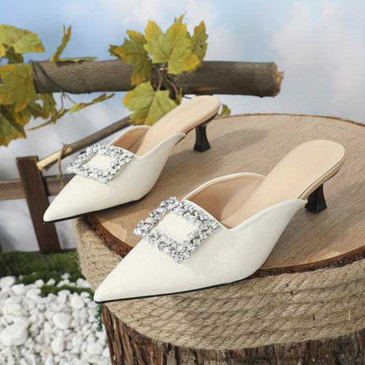 Women's Rhinestone Kitten Heels Slingback Sandals Wedding Low Heels