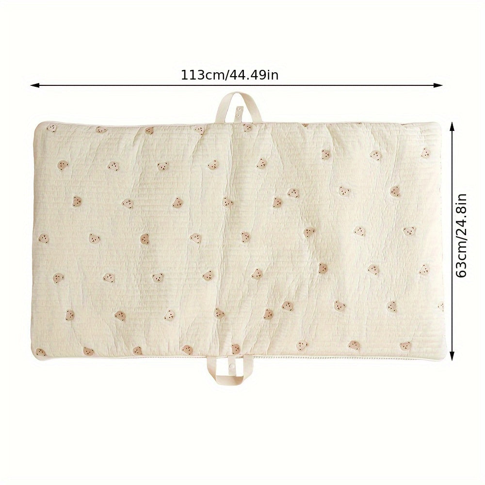 Kids' Embroidered Nap Mat Portable Foldable Soft Mattress for Travel Ivory