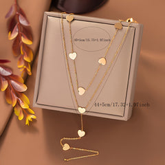 Golden Heart Pendant Necklace Double Layer Chain Necklace Jewelry
