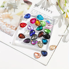 20pcs Glass Water Drop Drill Mobile Phone Sticker DIY Decoration Accessories