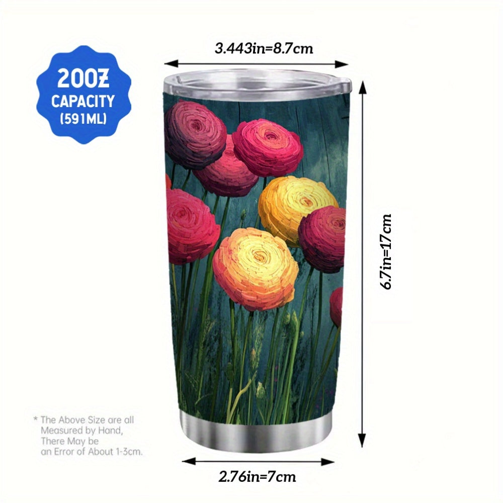 20oz Farmhouse Roses Stainless Steel Tumbler Mug