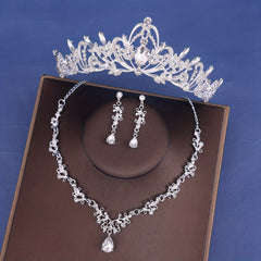 Girl's Crown Necklace Earrings Jewelry Set