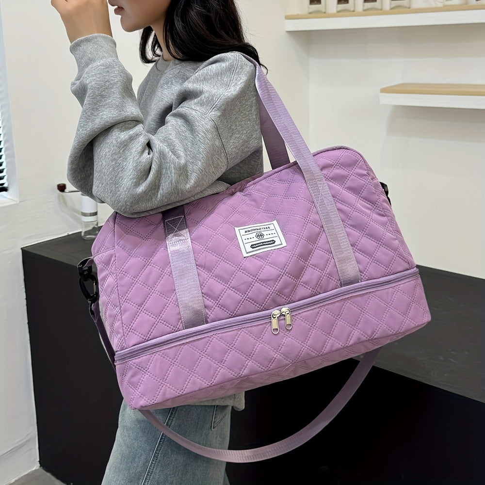 Nylon Sports Duffel Bag with Wet Dry Compartment & Shoe Pocket