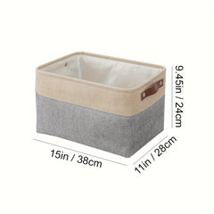 3pcs Fabric Storage Baskets Golden Finish Home Organizer