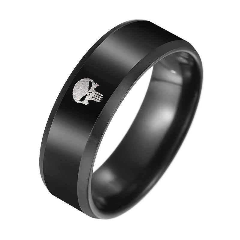 Titanium Stainless Steel Men's Skull Finger Ring Punk Jewelry