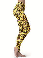 Peacock Feather Print High Waisted Yoga Running Leggings