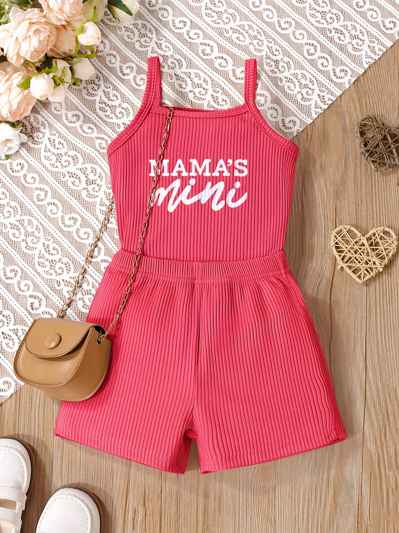 2pcs Toddler Girls MAMA'S MINI Cami Top & Shorts Set