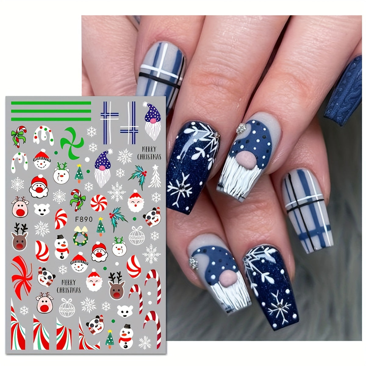 Christmas Nail Art Stickers Santa Elk Snowman