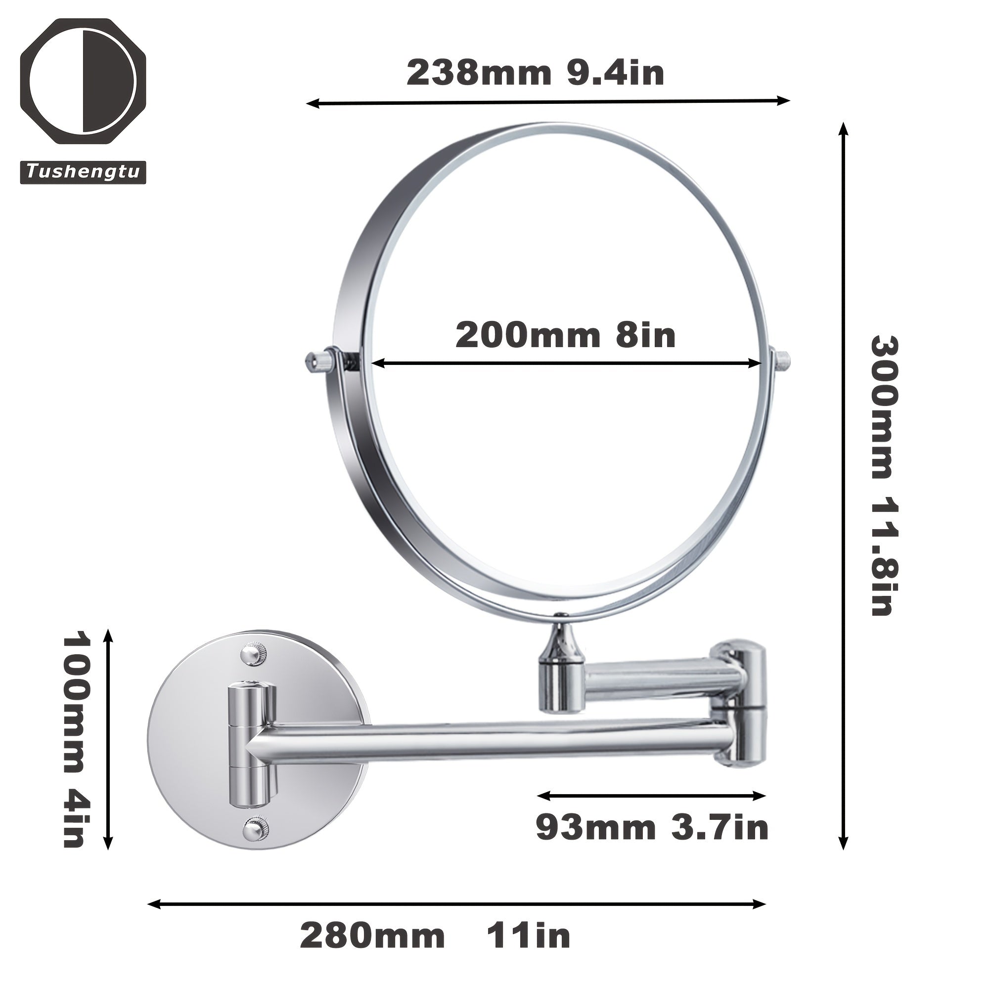 Wall Mounted Makeup Vanity Mirror Bathroom Shaving Mirror 10X Magnification