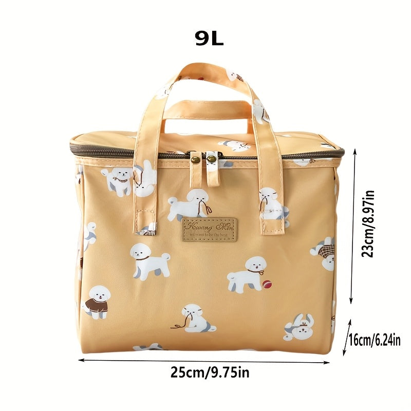Large Capacity Insulated Lunch Bag with Joyful Dog