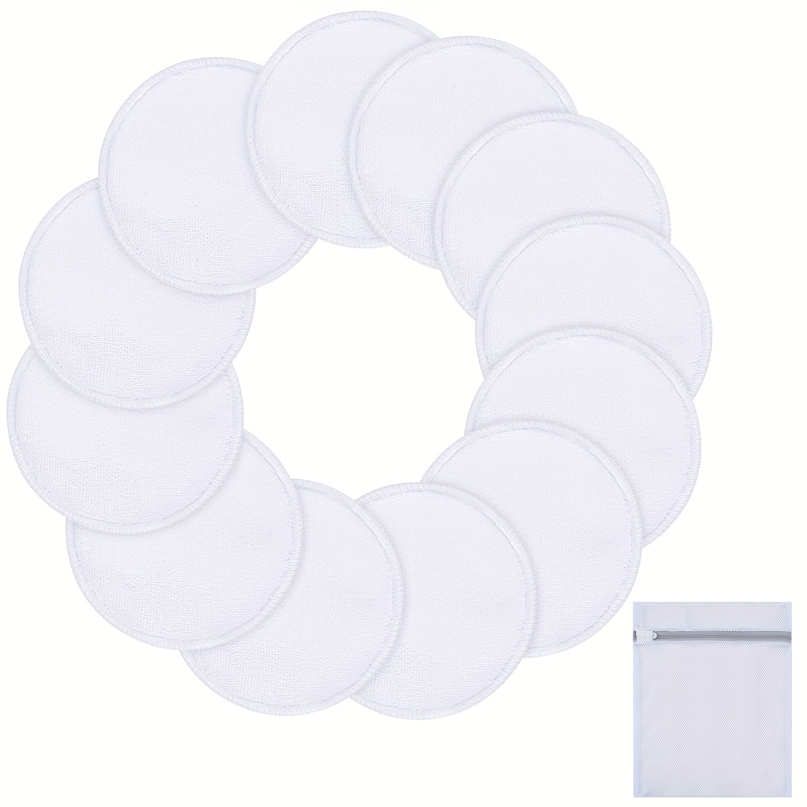 Reusable Makeup Remover Pads 12 Pack Microfiber Facial Cleaning Puff
